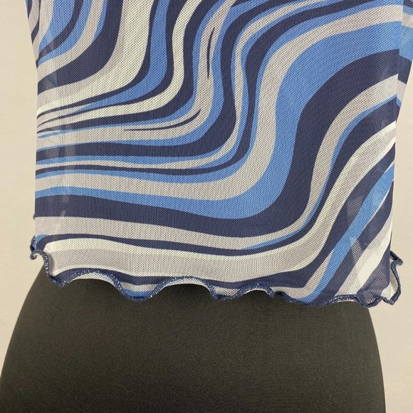 Shein Tank Top Women's Size L US 8 / 10 Marble Print Mesh Cropped Festival Club - Picture 7 of 12